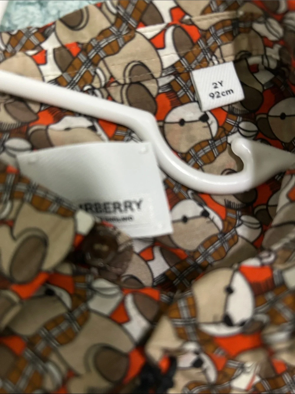 Burberry Multicolor Geometric Bear Button-Down Shirt, size 2T